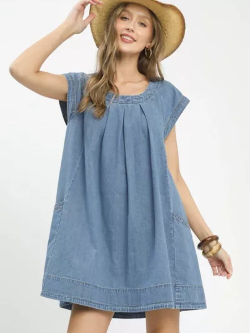 Umgee Stone Washed Denim Mini Dress